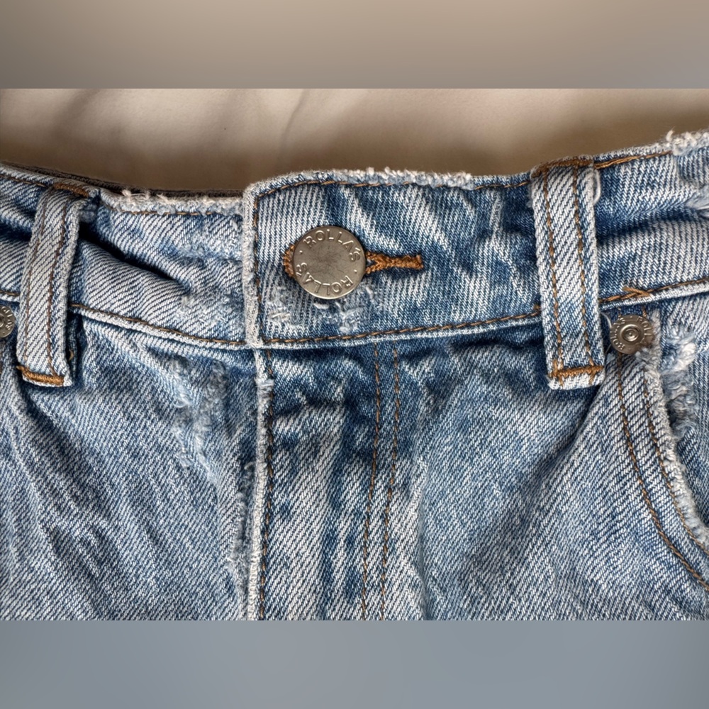 Rolla’s Jean Denim Medium Wash Distressed Shorts Dusters High Rise Slim Sz 26 - Picture 3 of 6